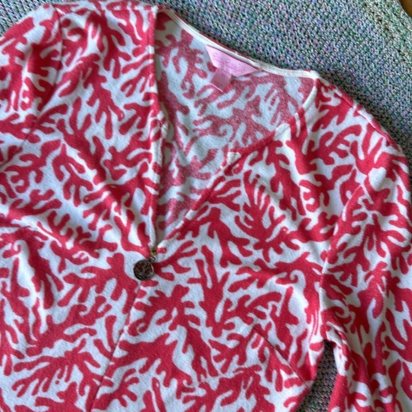 Lilly Pulitzer Coral Print Terry Bathing Suit Cover-Up Size XS - Picture 3 of 7